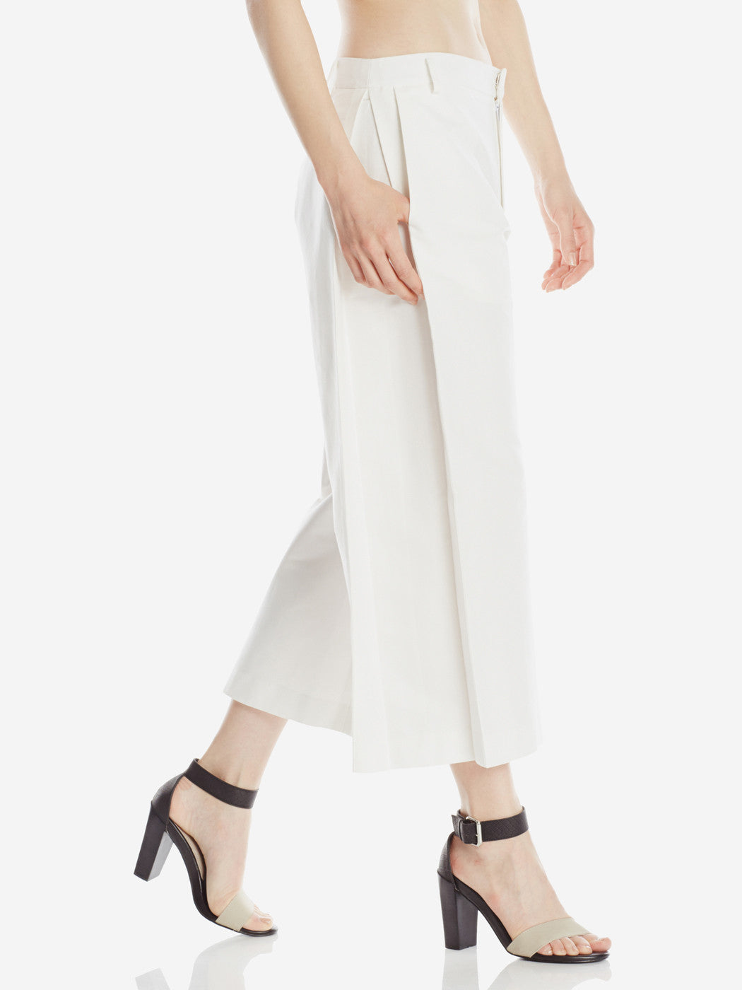 Side Pleat Pants White