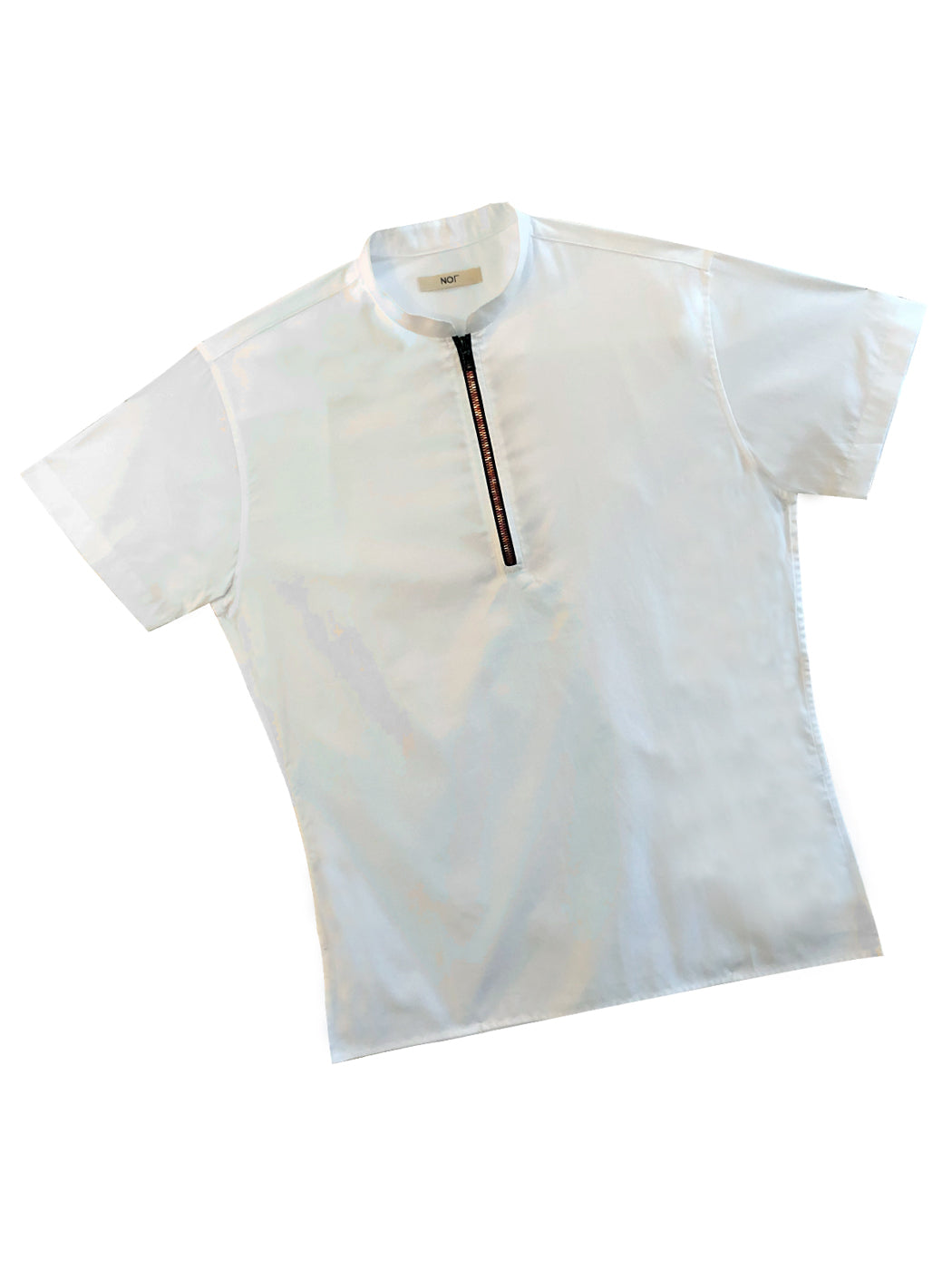 White Zipper Shirt with Mandarin Collar – NOT by Jenny Lai