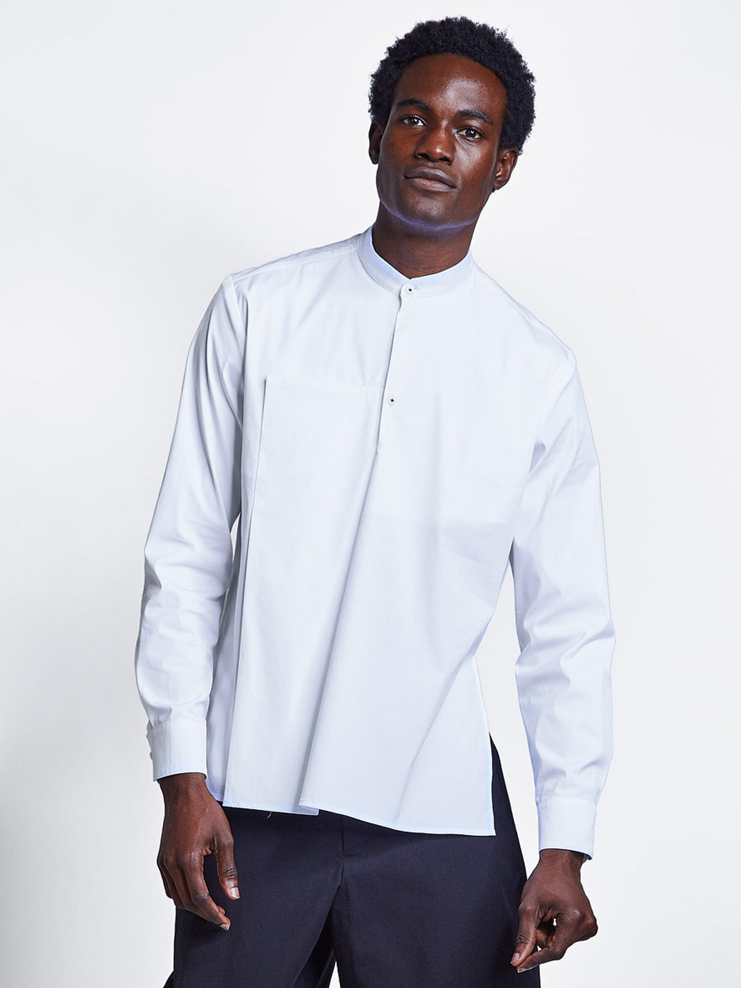 White Zipper Shirt with Mandarin Collar – NOT by Jenny Lai
