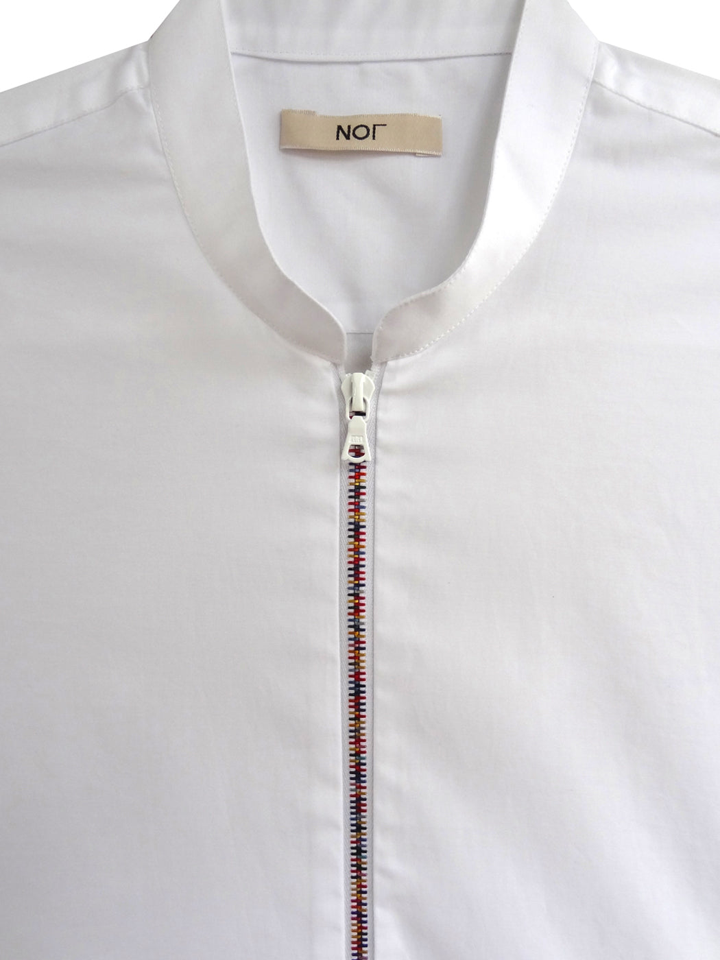 White Zipper Shirt Rainbow with Mandarin Collar – NOT by Jenny Lai